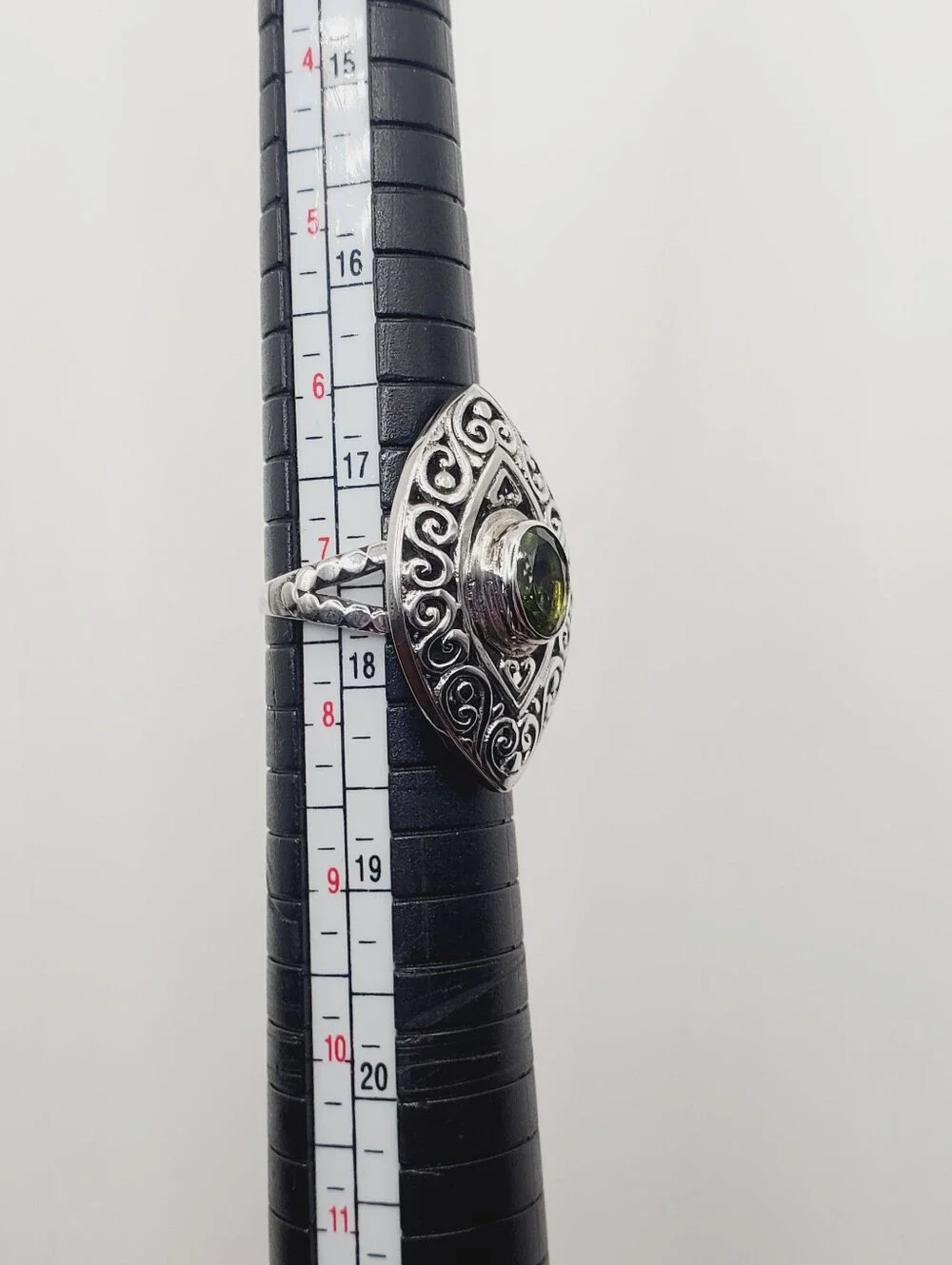 Oval Bezel Set Genuine Peridot 925 Sterling Silver Scroll Statement Ring